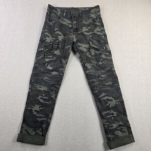 Mens Camo Cargo Pants Size 28 Streetwear Grunge Biker Style